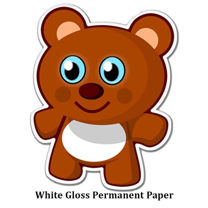 1 to 4 Square Inch Custom Die Cut Stickers - Permanent White Glossy Shiny Lamination Paper