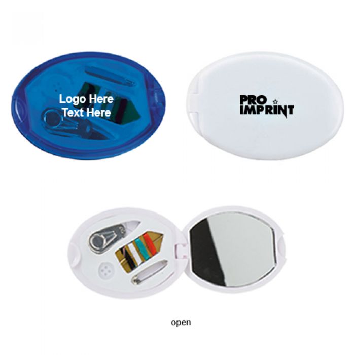 Custom Printed Oval Shaped Sew Kit with Mirror