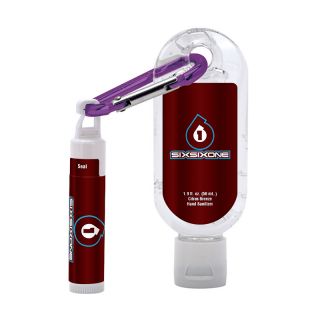 ized 1.9 Oz Clear Sanitizer with Carabiner and SPF 15 Lip Balm