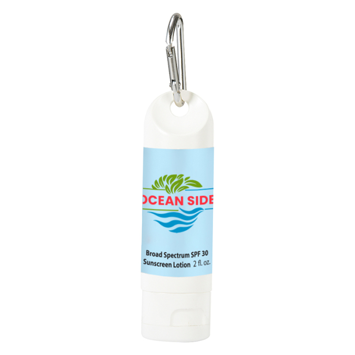 Custom 2 Oz SPF 30 Sunscreen Lotion Carabiner Bottles