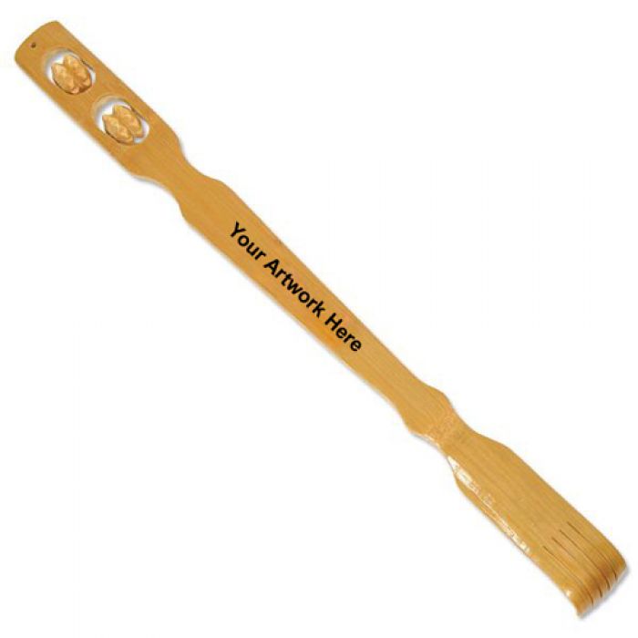 Custom Printed Wood Back Scratcher with 2 Rollers