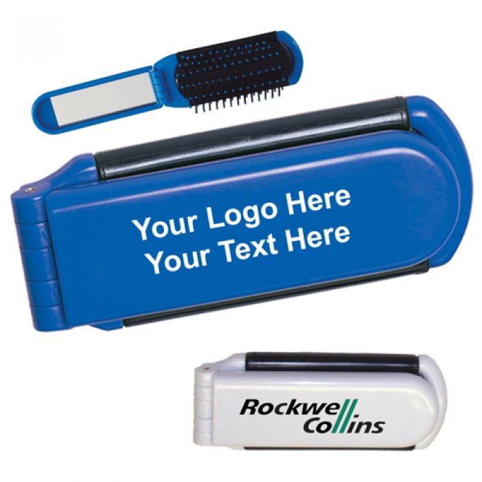 Customized Kwik-Fix Folding Brush with Mirror