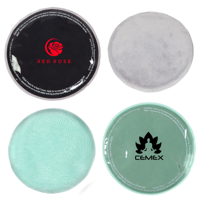 Custom Imprinted Plush Round ComfortClay Hot / Cold Packs