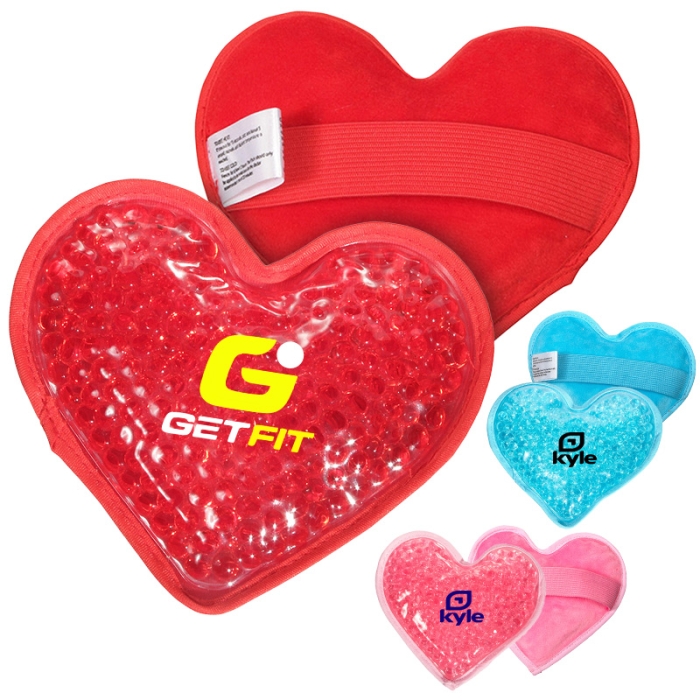 Custom Printed Plush Heart Shaped Hot and Cold Packs