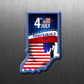 3.5x3 ized Indiana Shaped Independence Day Magnets 20 Mil