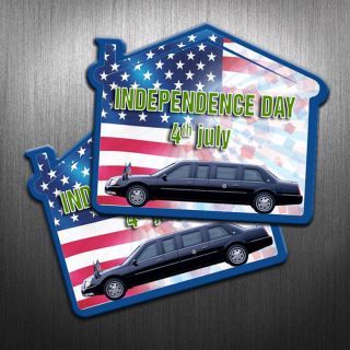 4.25x3.5 House Shaped Independence Day Magnets 20 Mil