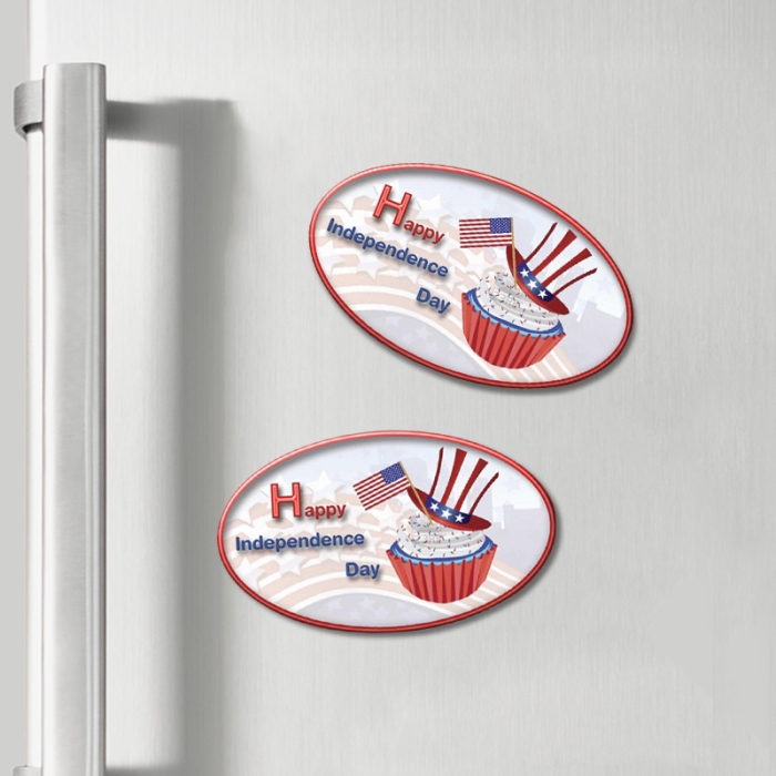 5x3 Promotional Independence Day Oval Shape Magnets 20 Mil
