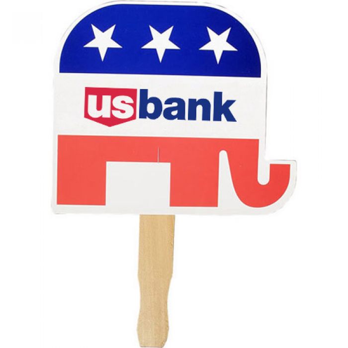 Custom Printed Elephant Shaped Patriotic Hand Fans