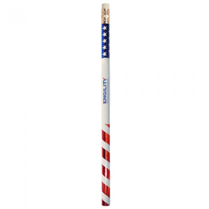 Promotional Logo Patriotic Foil Wrapped Pencils