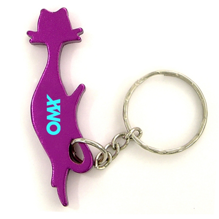 Custom Printed Cat Shape Bottle Opener Keychains