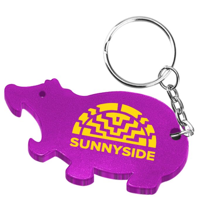 Custom Printed Hippo Shape Bottle Opener Keychains