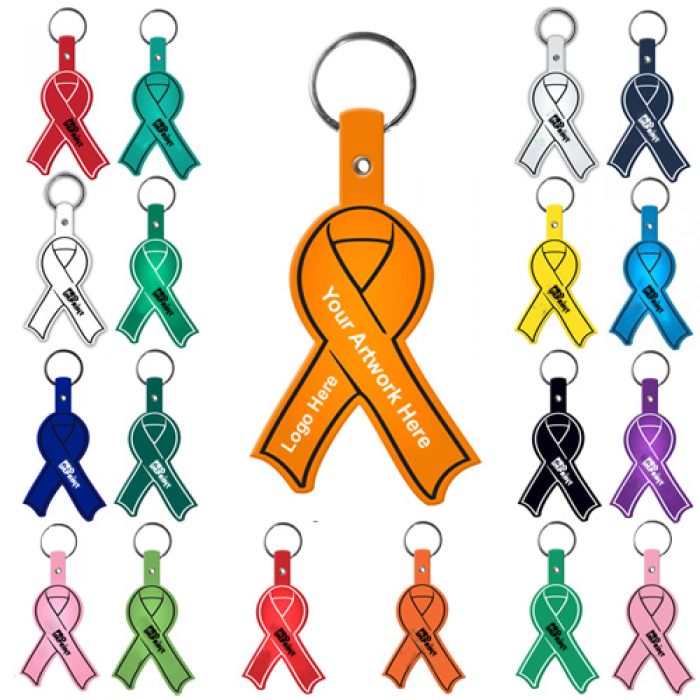 Custom Awareness Ribbon Shaped Flexible Key Tags