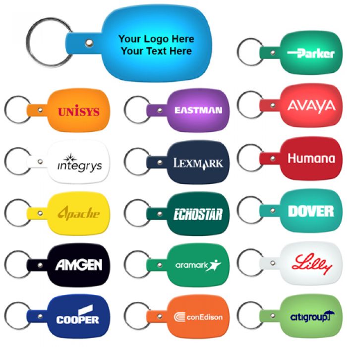 Custom Imprinted Round Rectangle Flexible Key-Tag