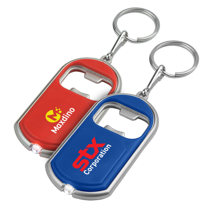 Personalized Bottle Opener Keychain with LED Flashlights