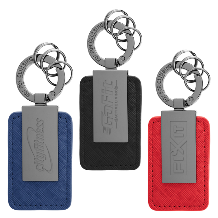 Custom Printed Leatherette Carabiner Clip Key Tags