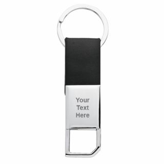 Black Leatherette Strap with Twist Clip Key Tags