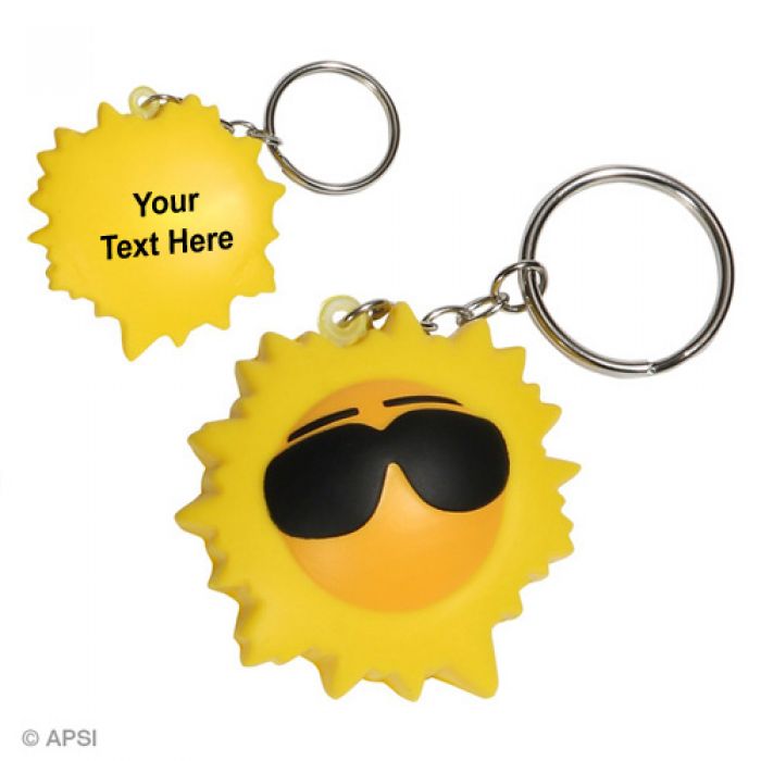 Custom Logo Imprinted Cool Sun Stress Ball Keychains