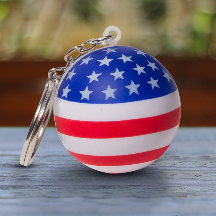 Custom Printed Patriotic Stress Ball Key Chains