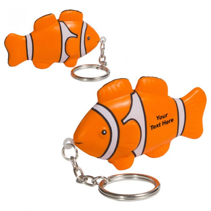 Logo Imprinted Clown Fish Stress Ball Keychains