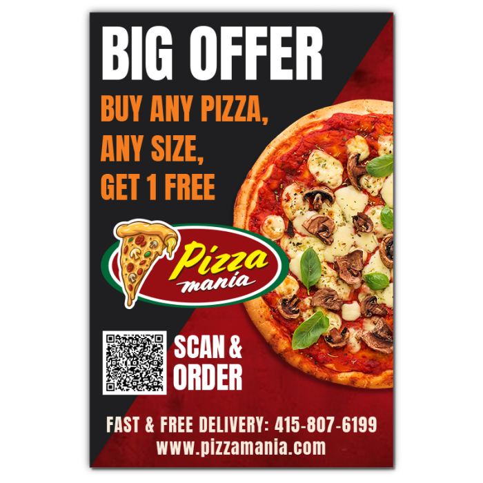 4x6 Customized Pizza Magnetic Card Magnets 20 Mil Square Corners
