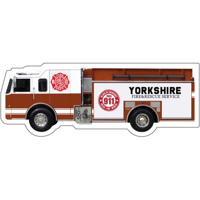 5.125x1.9 Customized Fire Department Truck Shape Magnets 20 Mil