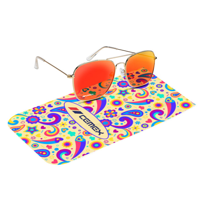 Custom Aviator Sunglasses with Rpet Microfiber Sunglass Pouches