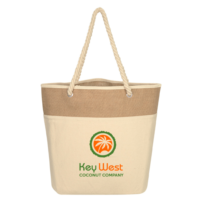 Personalized Burlap Rope Tote Bags