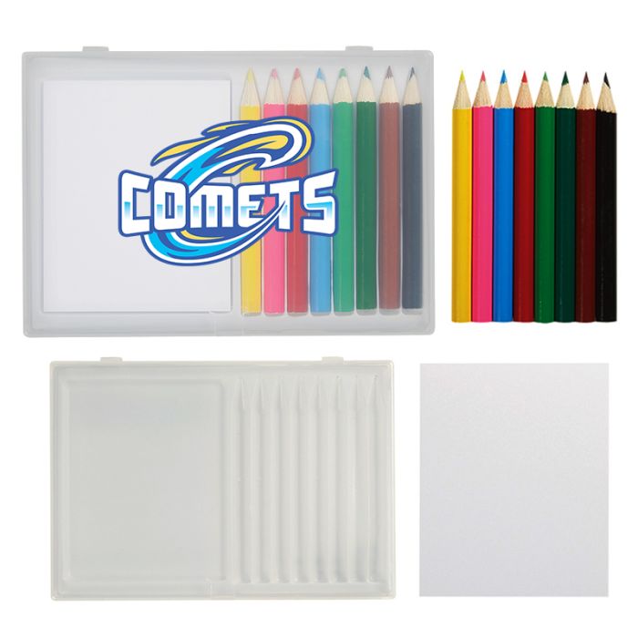 Custom Printed 8 Piece Colored Pencil Art Set in Case