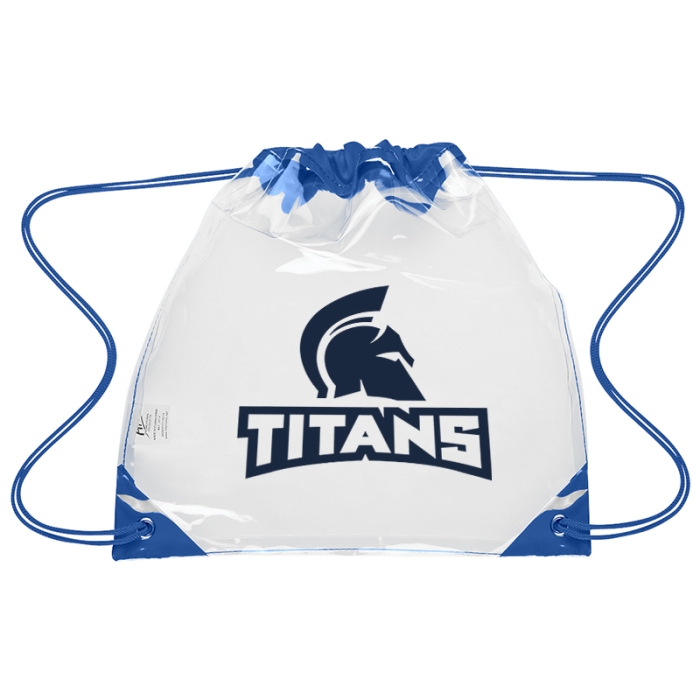 Imprinted Touchdown Clear EVA Drawstring Backpacks