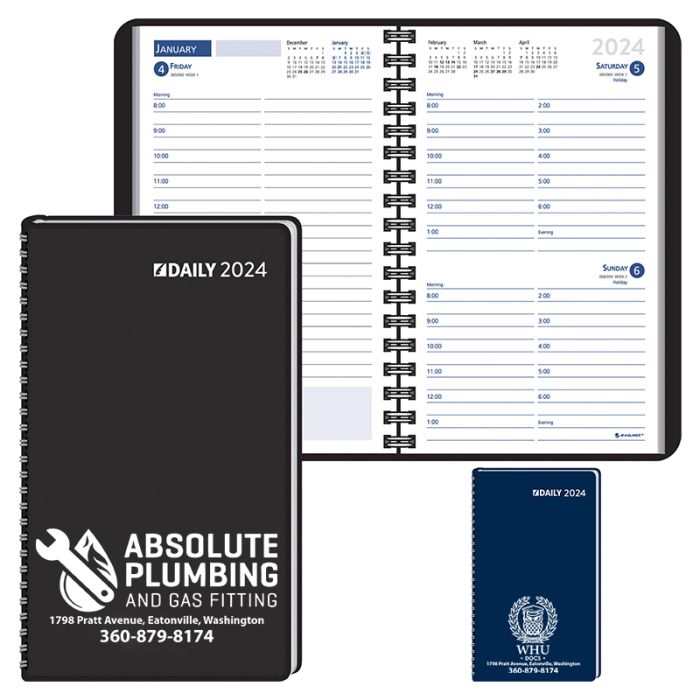 Customized Ruled Desk Planner, 1 Day Per Page Wired to Cover
