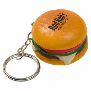 Printed Hamburger Stress Reliever Key Chains
