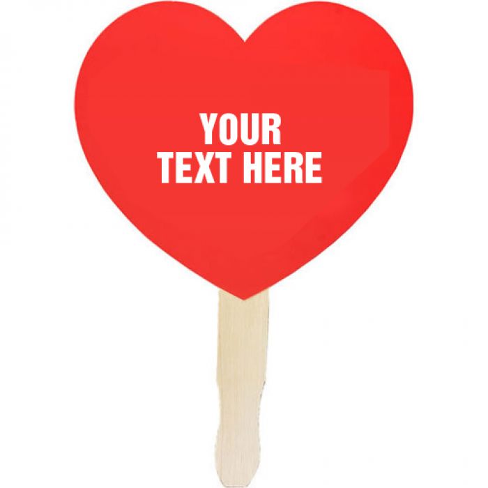 7.625 W x 6.6875 H Inch Promotional Logo Heart Shaped Hand Fans