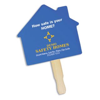 7.75W x 6.938H Inch Logo House Shaped Hand Fans