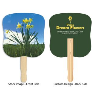7.625 x 8 Inch ized Stock Daffodil Design Hand Fans