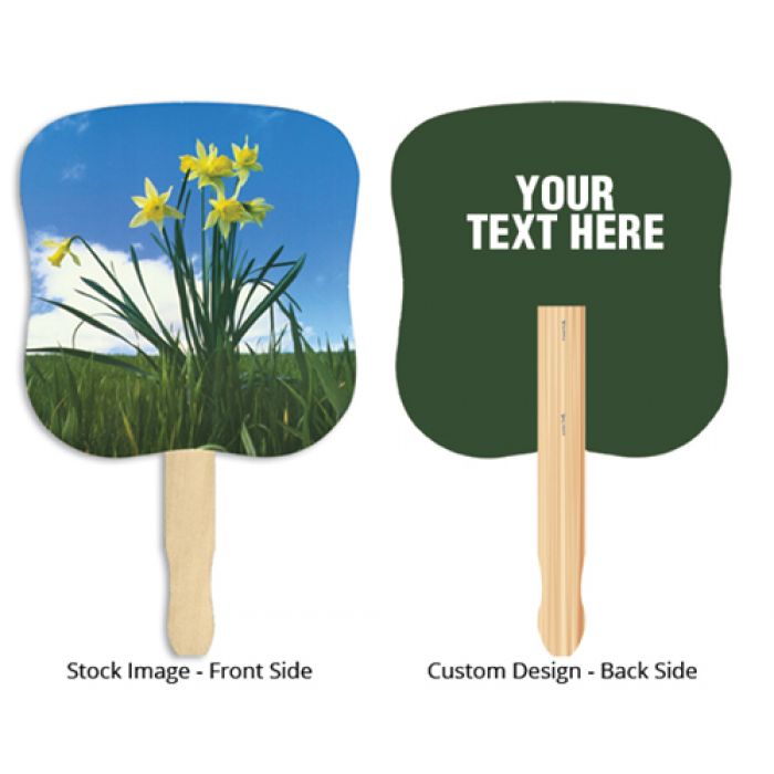 7.625 x 8 Inch Customized Stock Daffodil Design Hand Fans