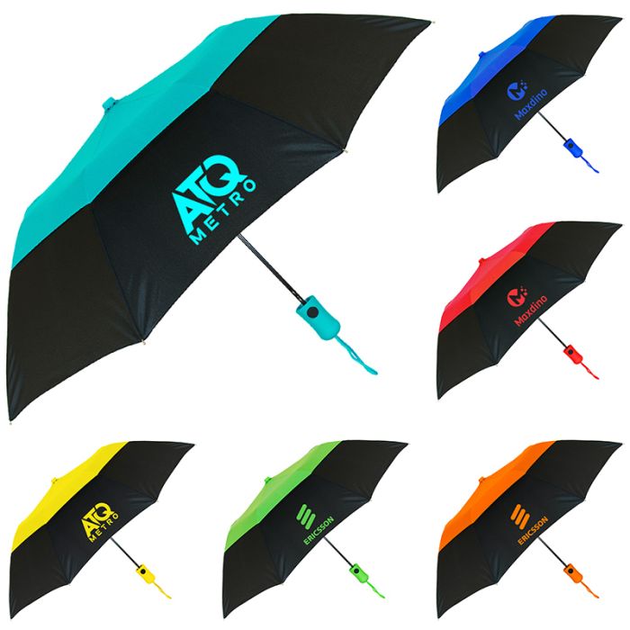 42 inch Arc Promotional Vented Color Crown Folding Umbrellas