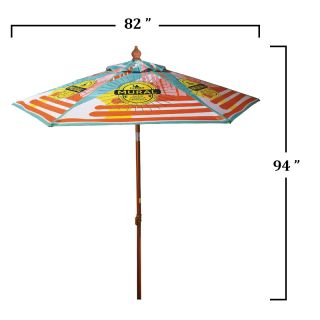 7 Ft Full Color Wood Grain Steel Market Umbrellas