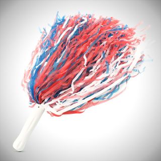 16 Inch Red, White and Blue Pom Poms