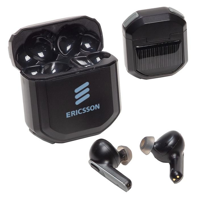 Customized Allegro TWS Earbuds with Solar Powered Charging Cases 