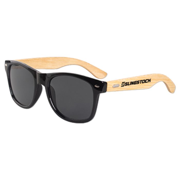 Personalized Black Frame Bamboo Iconic Sunglasses