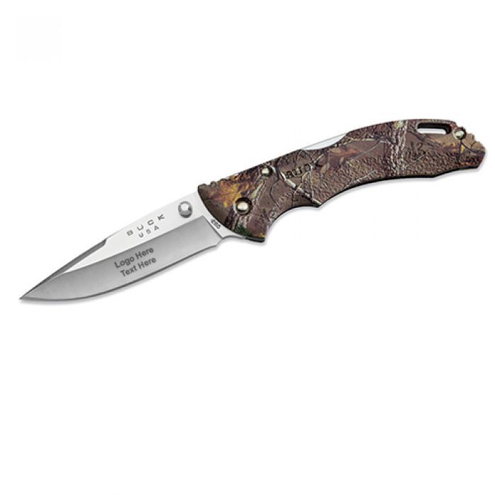 Custom Engraved Buck Bantam BLW Camo Lockback Knives