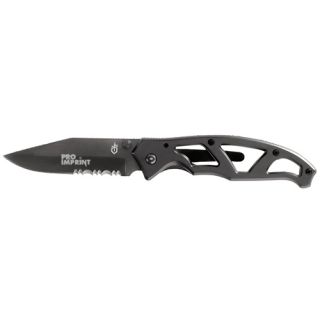 Engraved Gerber Paraframe 1 Half Serrated Blade Knives