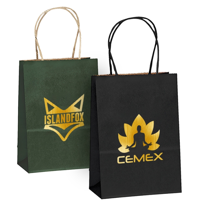 5.25 x 8.25 Custom Printed Toto Matte Paper Shopping Bags