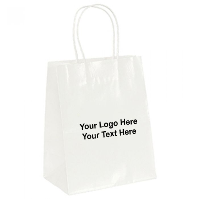 Custom White Gloss Paper Amanda Shopping Bags