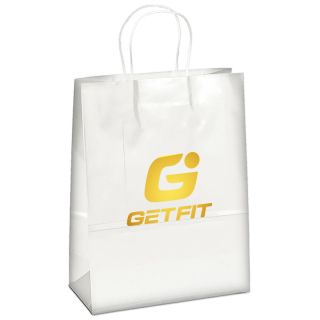 ized White Gloss Paper Shopping Bags