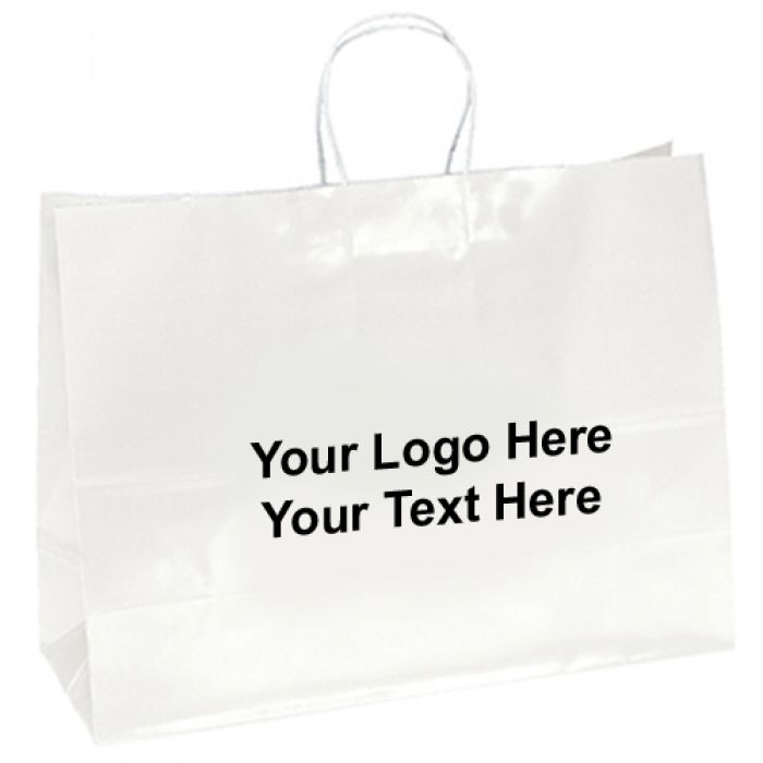 Personalized Aubrie-White Gloss Paper Shopping Bags