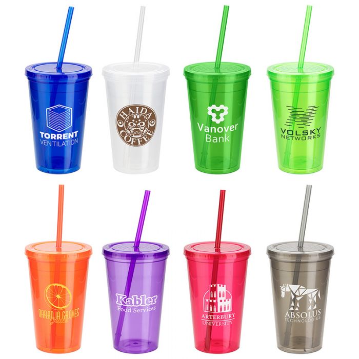 16 Oz Customized Trifecta Double Wall Insulated Tumblers with Lid and Straw