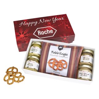 Printed Gourmet Mustard Gift Sets with Pretzels