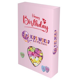 ized Die Cut Candy Boxes with Conversation Hearts