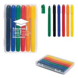 Printed 6-Piece Retractable Crayons in Case